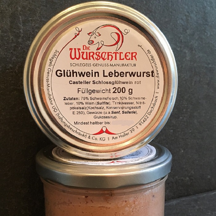 Fränkische feine Leberwurst mit Glühwein 200 gr.